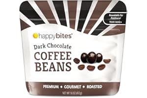 Happy Bites Dark Chocolate Covered Coffee Beans (16 oz / 1 Bag) – Resealable