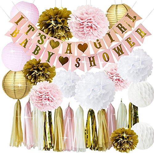 pink and gold baby shower favors