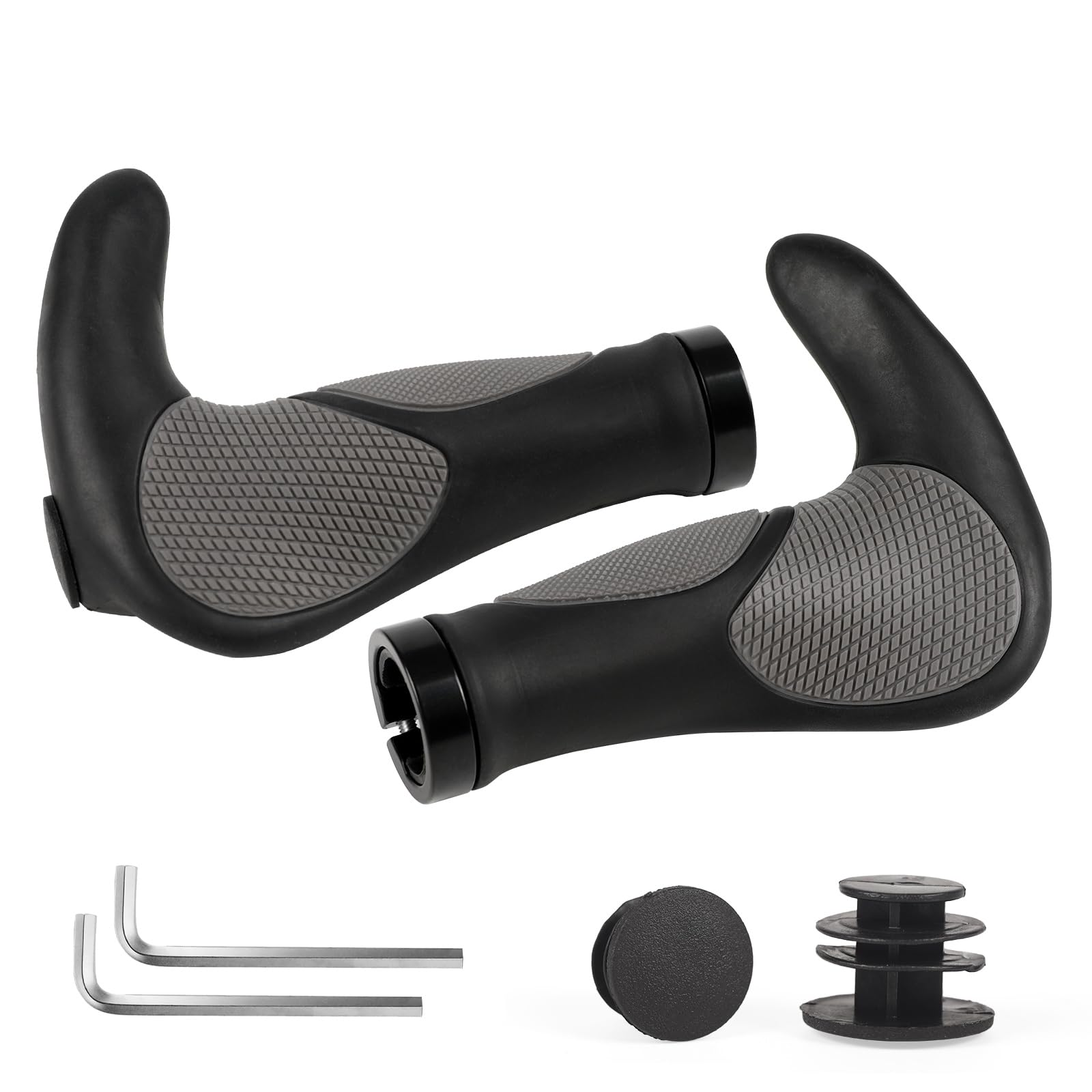 ROGTYO Ergonomic Bicycle Grips - Non-slip Rubber Handlebar Grips, 22mm, Cycling Grips for MTB, BMX, Electric Bike, Folding Bike, Scooter (Gray) — image 1