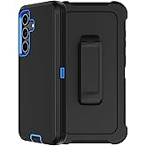 RubCase for Samsung Galaxy S25 FE Case with Belt Clip Holster, 2 x Screen Protector, Heavy Duty Military Grade Full Body Shockproof Rugged Protective Cover for Samsung Galaxy S25 FE (Black/Blue)