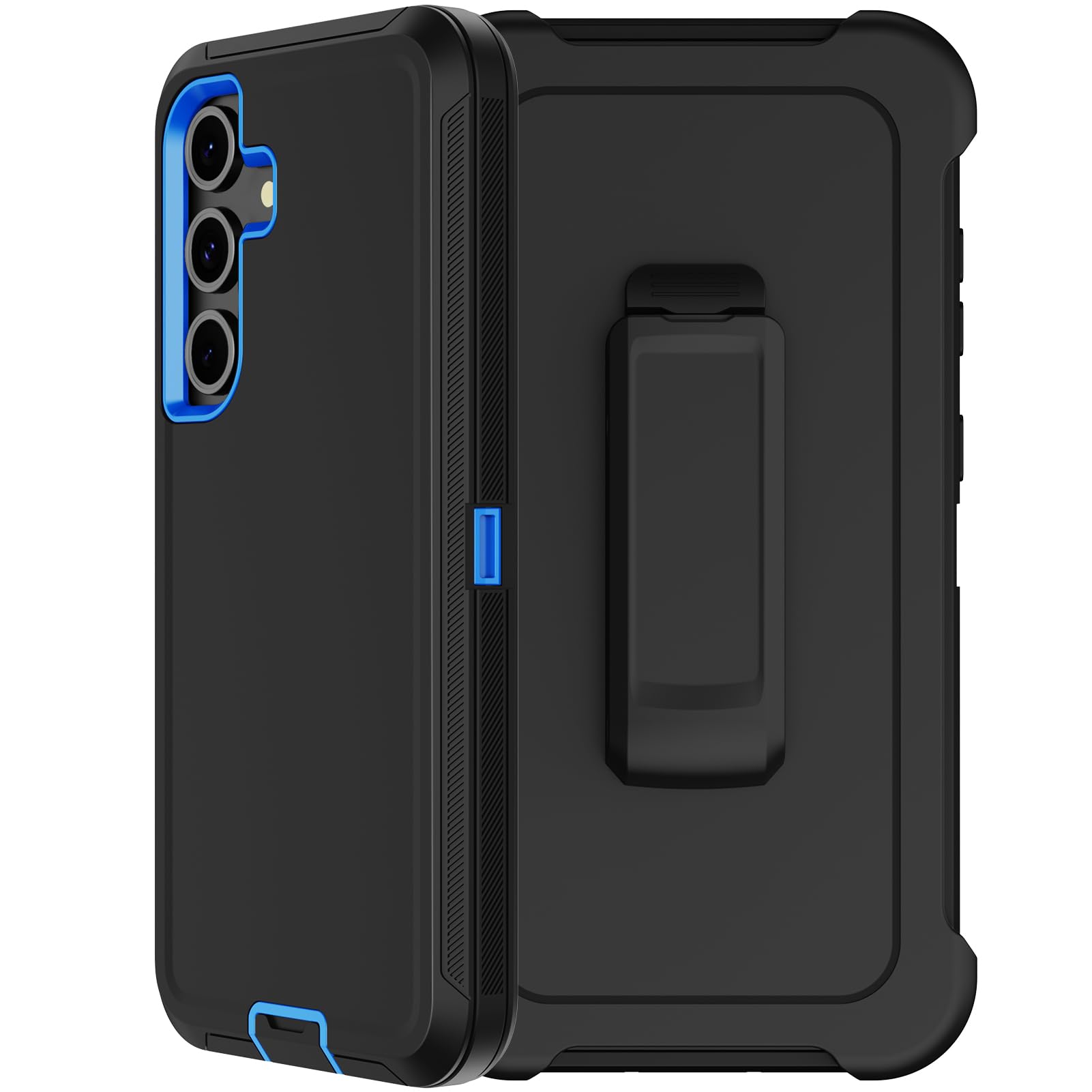 RubCase for Samsung Galaxy S25 FE Case with Belt Clip Holster, 2 x Screen Protector, Heavy Duty Military Grade Full Body Shockproof Rugged Protective Cover for Samsung Galaxy S25 FE (Black/Blue)