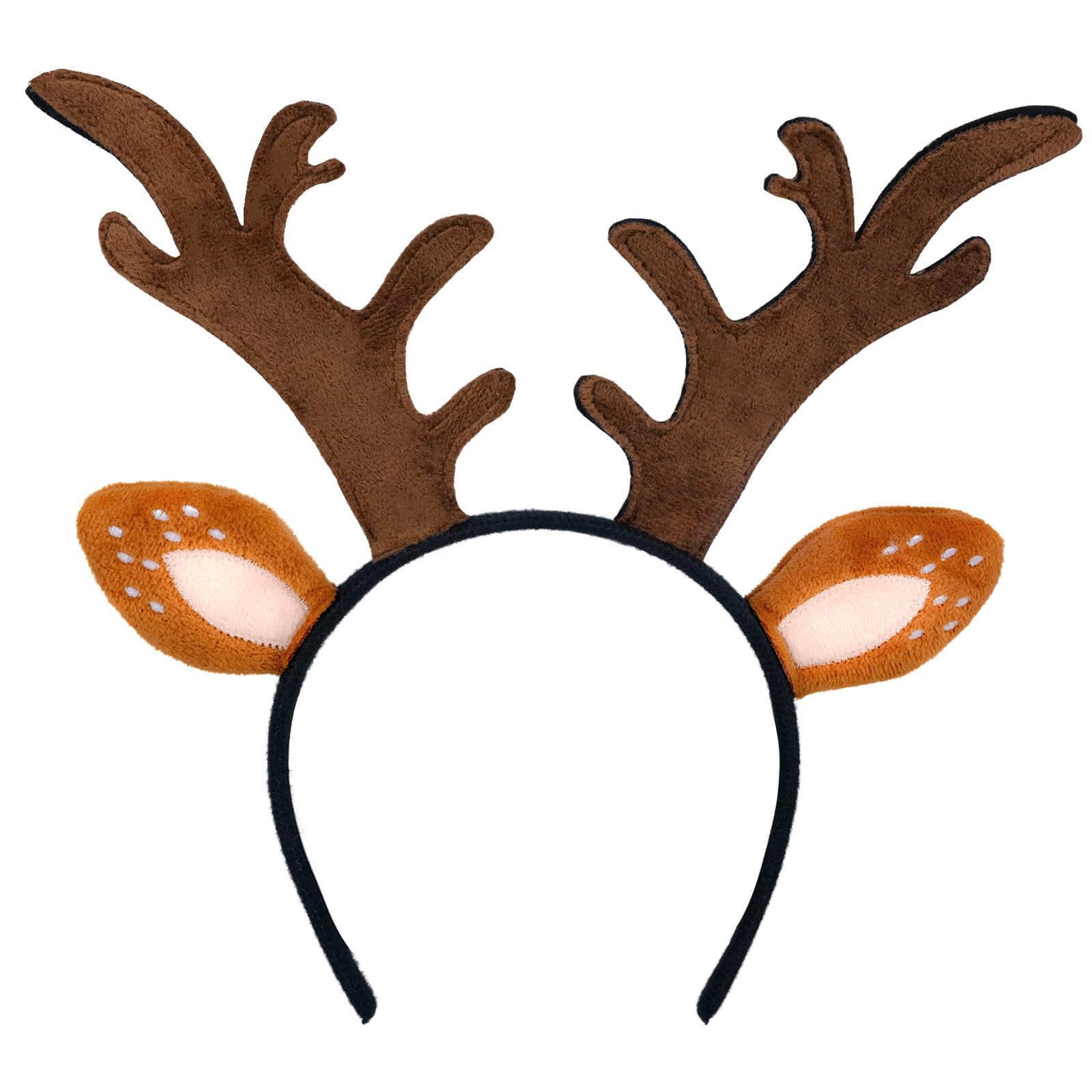 SIOTMERA Reindeer Antlers Headband, Realistic Deer Antlers Headbands Reindeer Ears Adults Christmas Party Birthday Makeup Cosplay, Reindeer Headband for Christmas Halloween Eve Costume Gift