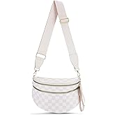 Checkered Crossbody Bum Bags for Women Nylon Checkered Purse Fanny Packs Sling Cross Body Bag with Adjustable Strap