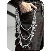 Pants Chain Wallet Chain for Men Women Trousers Pocket Belt Chains for Biker Silver Heavy Punk Rock Hip Hop Jeans Goth Accessories