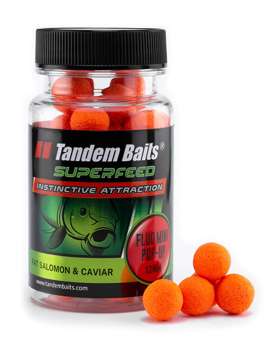 Tandem Baits SuperFeed Fluo Mini Pop-Up Salmon & Caviar, Pop-Ups, Hookbaits for Monster Fish, 12mm, 30g