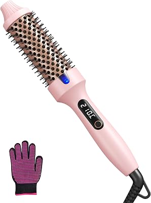 Thermal Brush - Thermobürste 38mm für Salon-Styling in 8 Min, Ionische Lockenbürste Reduziert Frizz um 70%, 6 Temperaturstufen mit LED-Display für alle Haartypen geeignet, Doppelspannung, RJS-006