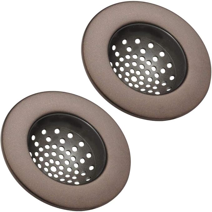 mDesign Modern Kitchen Sink Strainer, Drain Cover for Standard Kitchen Sinks, Double