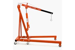 DEXSO Hydraulic Engine Hoist 2 Ton, Cherry Picker Shop Crane with 6 Casters and Telescopic Boom, 4400 Lbs Heavy Duty Engine Hoist Crane Lift for Garage, Workshop, Automotive Repair, Orange