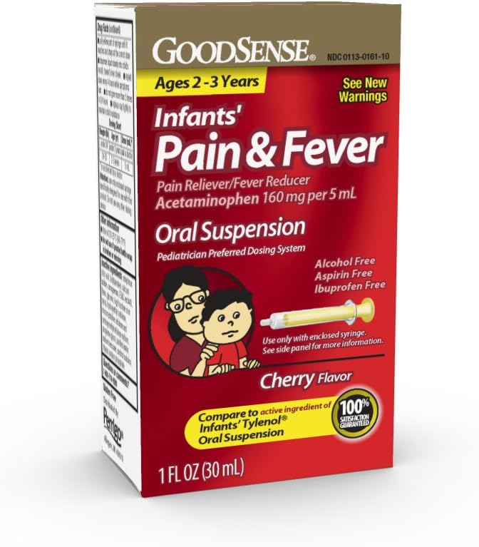Amazon Com Goodsense Infant S Pain Reliever Fever Reducer Acetaminophen Suspension Liquid Cherry Flavor Temporarily Reduces Fever And Provides Relief Of Aches And Pains Health Personal Care