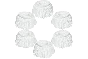 6 Pack Mop Heads Replacements, Compatible with FunClean Spin Mop & RinseWise Mop Bucket, Microfiber Spin Mop Head Refill Cleaning Supplie for Home Industrial and Commercial Use