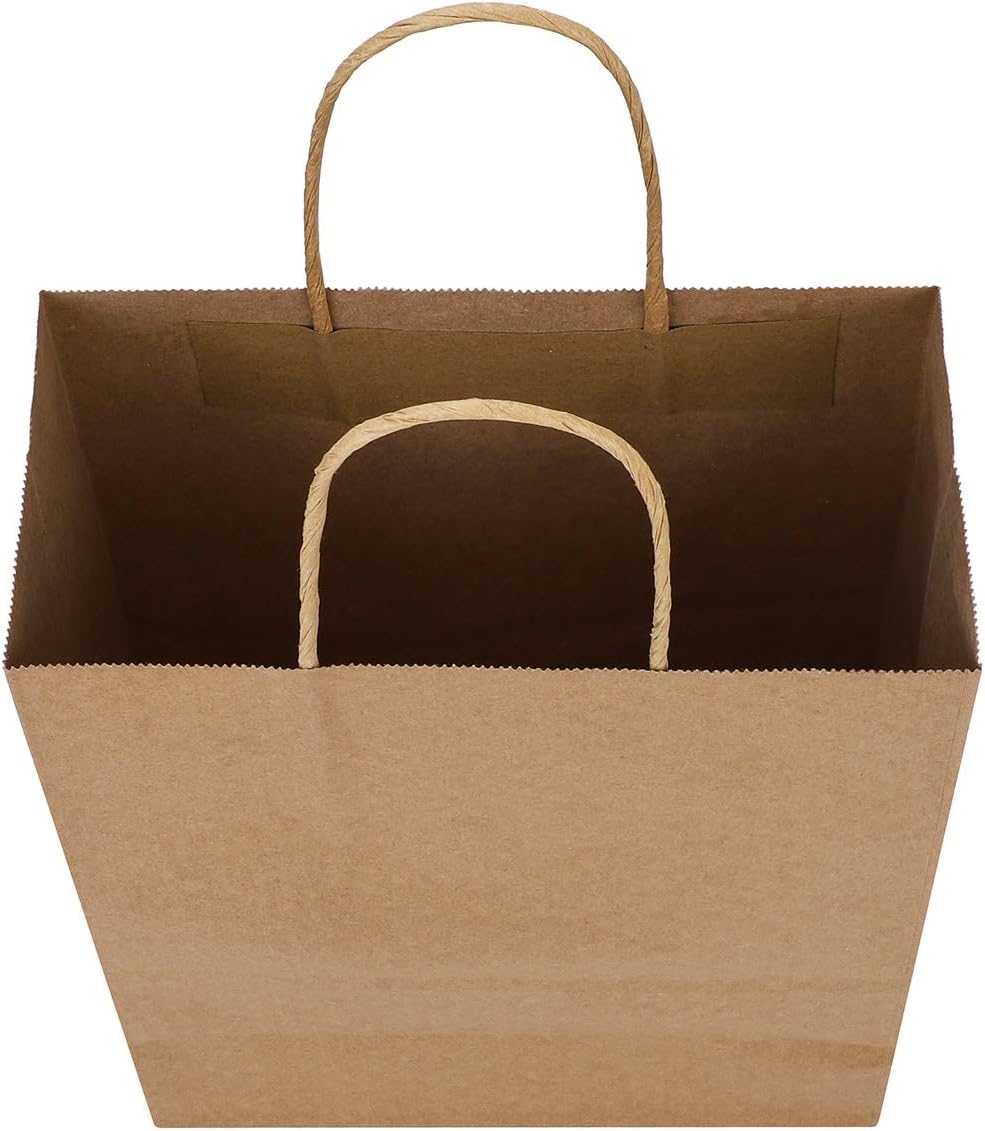 10Pcs Kraft Brown Paper Bags with Handle Paper Carrier Bags Paper Gift Bags Recycled Paper Packaging Bags for Grocery Baking Shopping Merchandise Boutique Retail Bags Food Takeaway Bags - Image 5
