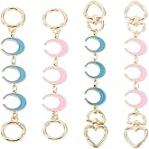 Cheriswelry 4pcs Moon Bag Extender Chains Purse Strap Extenders for Handbags Crossbag Shoulder Bag Metal Gold Chain Replacement Pink Blue Purse Bag Chains Accessories 165-190 mm