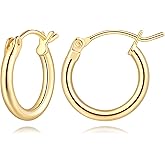 14K Gold Hoop Earrings, Huggie Hoop Earrings for Women, Hypoallergenic Lightweight Small Hoop Earring for Womens 14mm/16mm/18mm