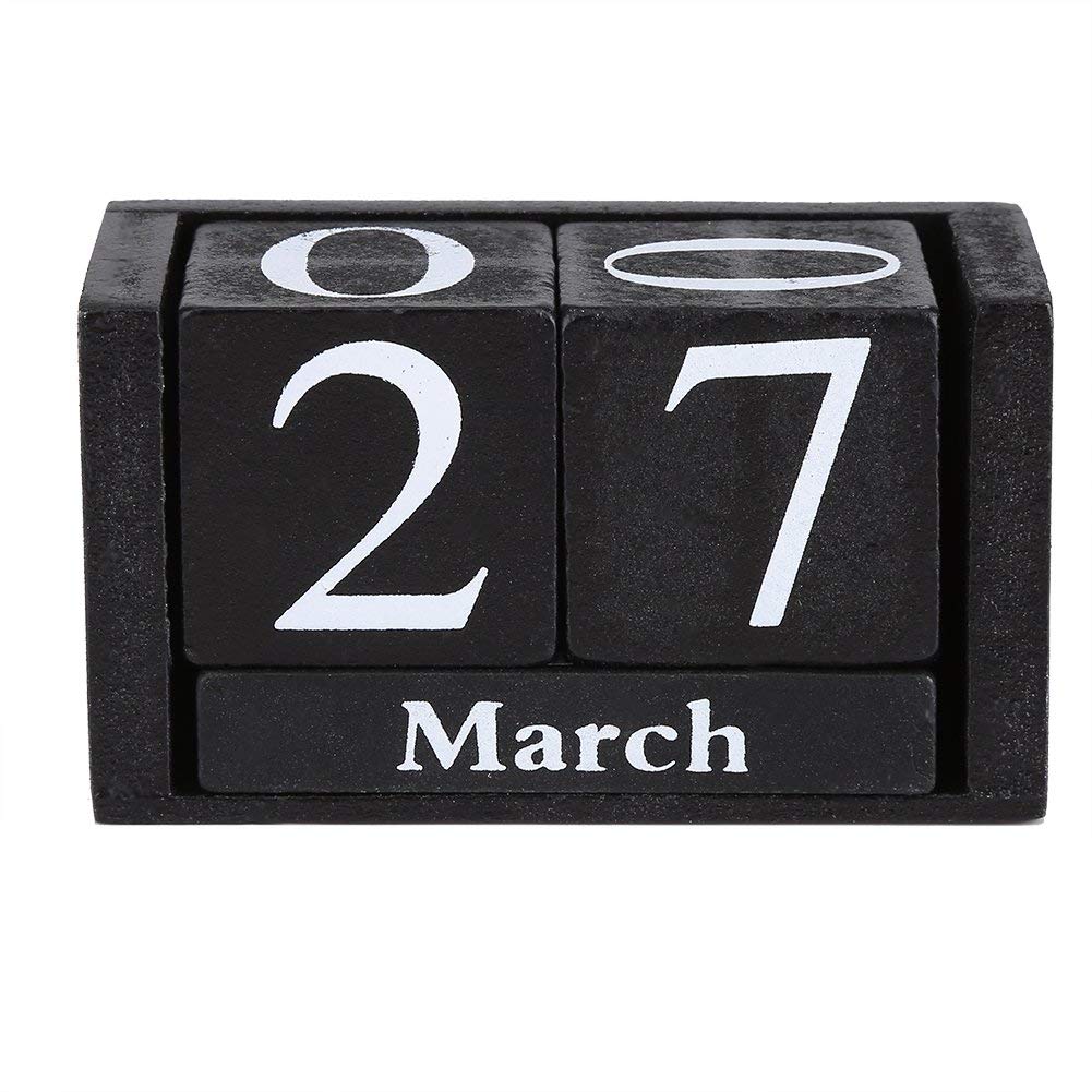 Wooden Calendar Blocks, Desktop Calendar Wood Block Month Date Display Home and Office Decor