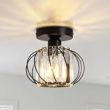 FORCOSO Crystal Ceiling Light Fixtures Modern Chandeliers Semi Flush Black