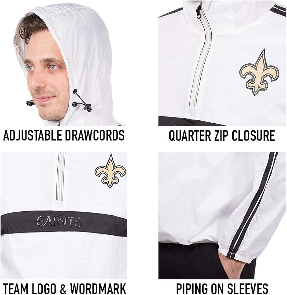 Ultra Game NFL Men's Quarter Zip Pullover Hoodie Packable Windbreaker Jacket : Clothing