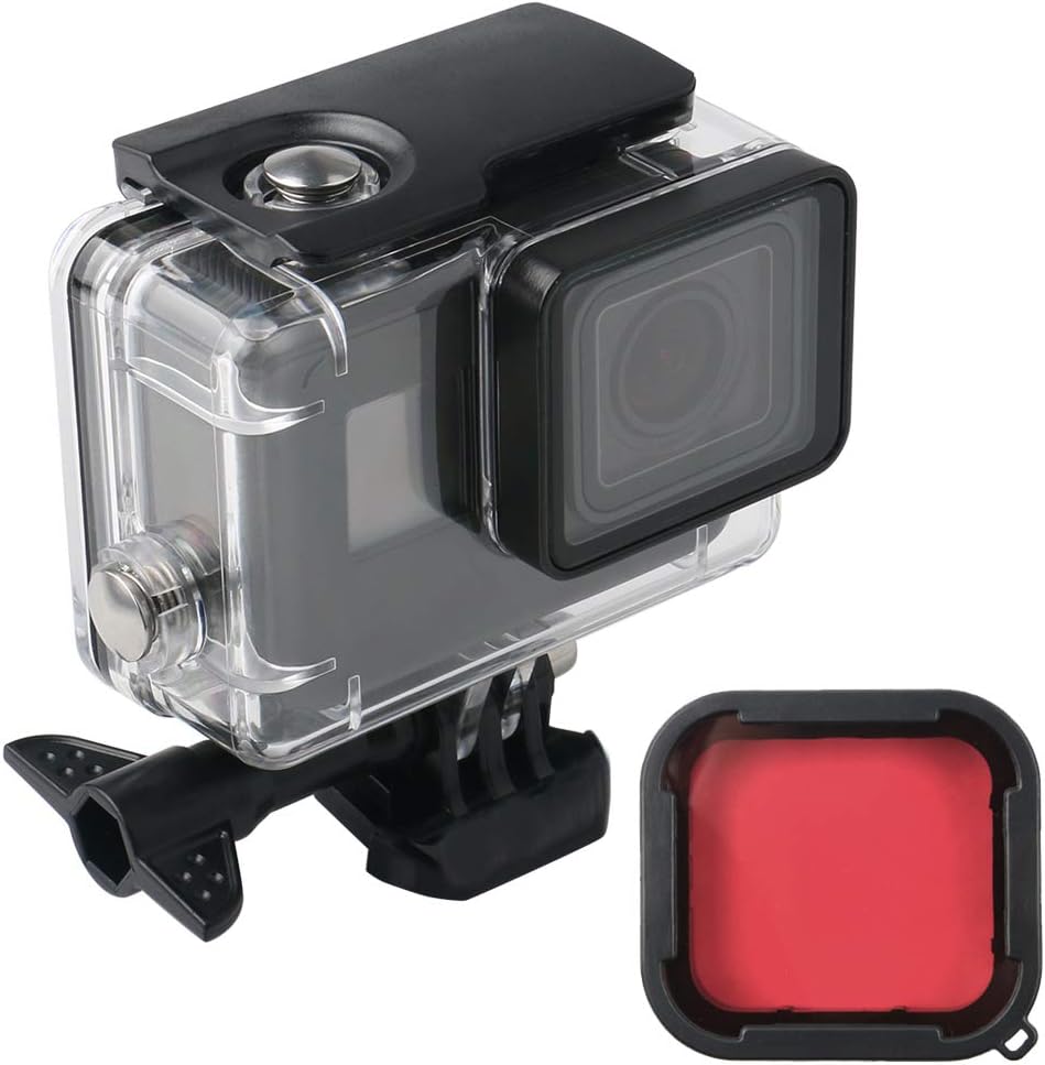 Waterproof 60 M Transparent Underwater Housing Case with Red Filter & 12 pcs Anti Fog Inserts for GoPro Hero (2018)