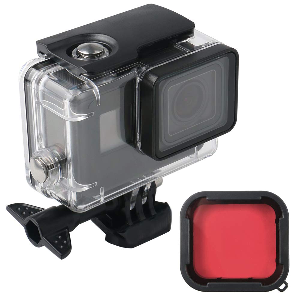 Waterproof 60 M Transparent Underwater Housing Case with Red Filter & 12 pcs Anti Fog Inserts for GoPro Hero (2018), GoPro Hero 7 Black，GoPro Hero 6, Hero 6 Black, Hero 5, Hero 5 Black
