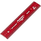 Woodpeckers Woodworking Rule, 12 Inch, L2R &amp; Center Laser Engraved Scales, USA Made Precision Aluminum Woodworking Ruler with Beveled Edges
