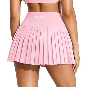 YEOREO Ease Womens Pleated Tennis Skirt Built in Shorts with Pockets Skorts | 2-in-1,High Waist,Golf,Pickleball,Yoga,Gym,A-Li