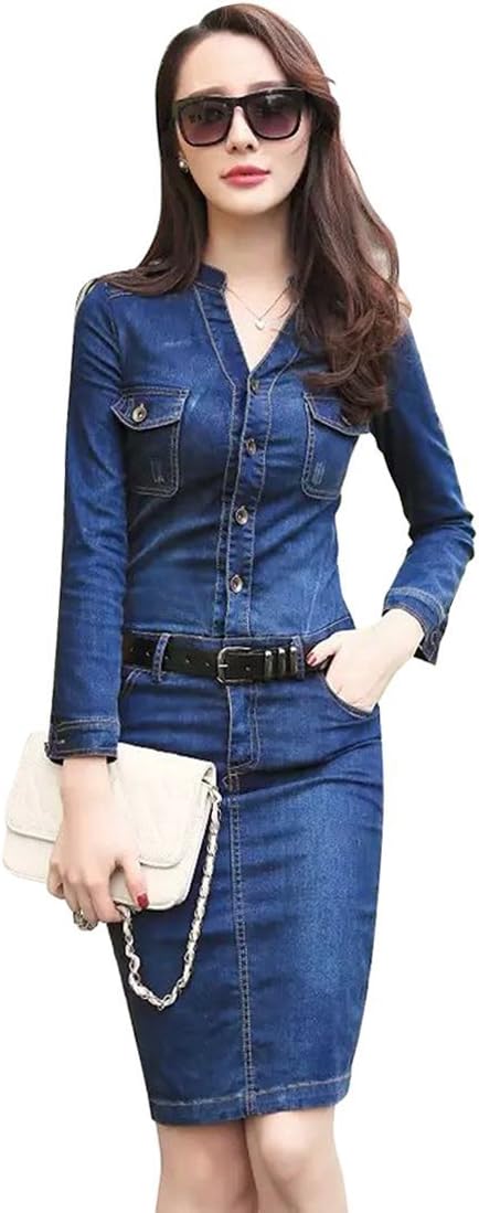 Azbro Essential Blue Bodycon Denim Dress