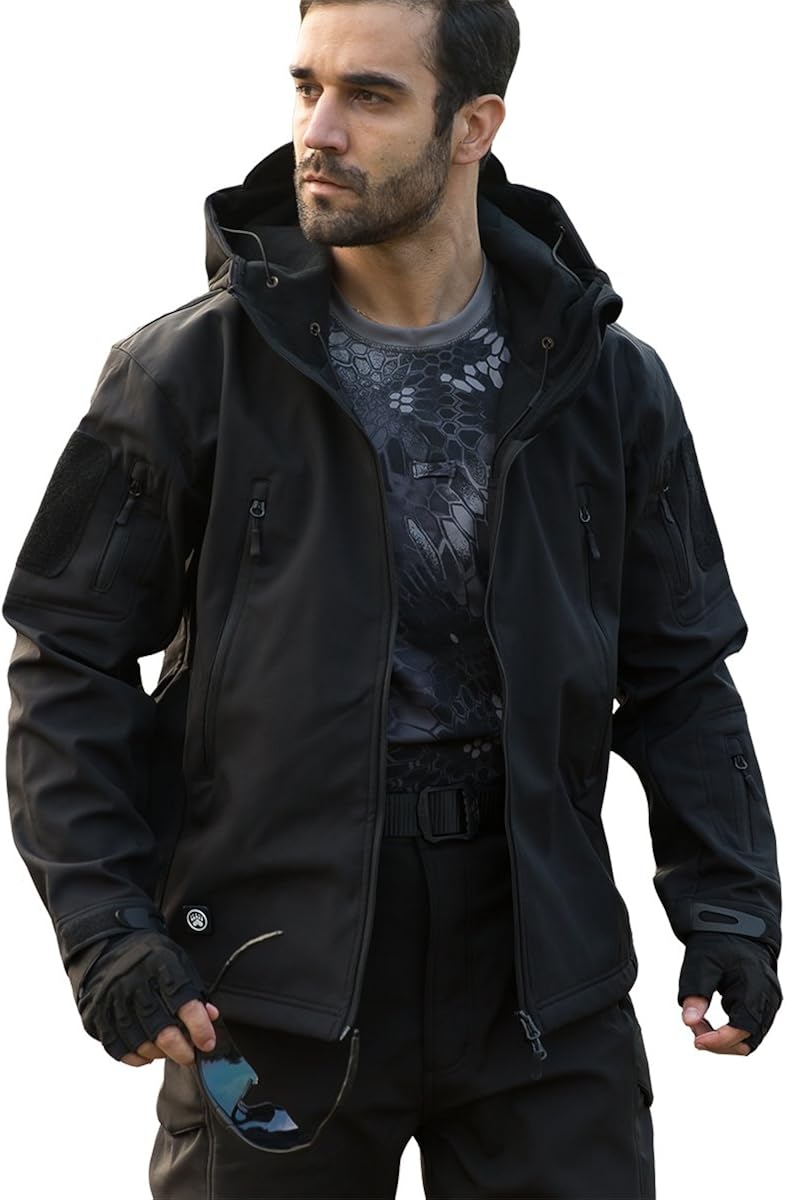 ReFire Gear Men's Army Special Ops Military Tactical Jacket Softshell Fleece Hooded Outdoor Coat: Clothing