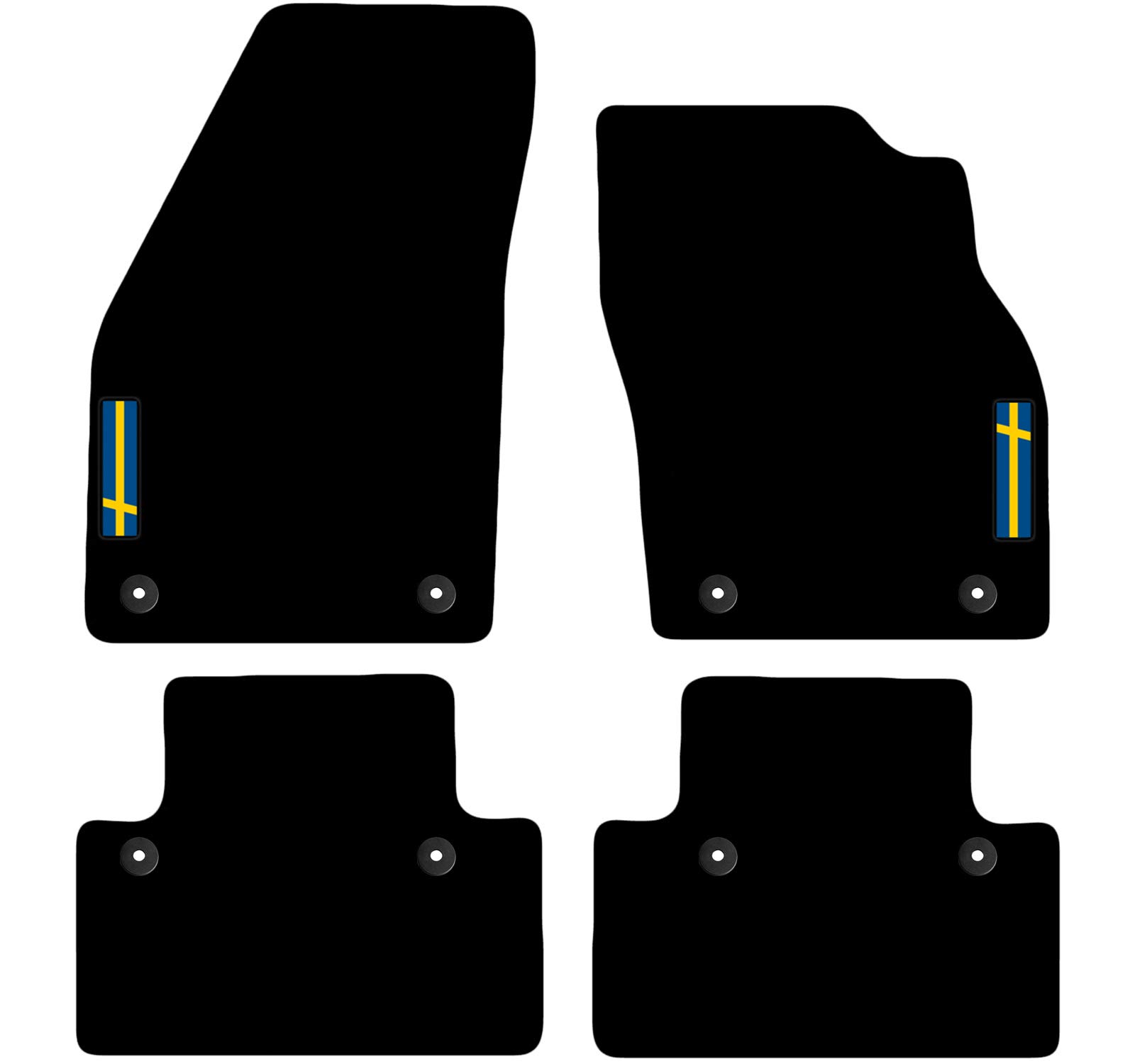 Carsio Carpet Car Mats For Volvo C30 2006 to 2012 (Manual) with Swedish Flag logo Tailored Fit Floor Mat Complete Accessory Custom Fitted - All Weather, Anti-Slip Backing & Black Trim