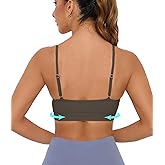 Comper Sports Bra for Women Wirefree Racerback Workout Bras Sexy Thin Straps Yoga Sport Bras with Removable Pads