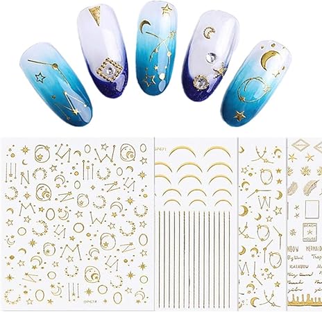 Amazon Soul Love 4シート 星座 月 星 ゴールド ネイルシール ステッカー デコ 3dシール ネイルアート Soul Love シール ステッカー 通販