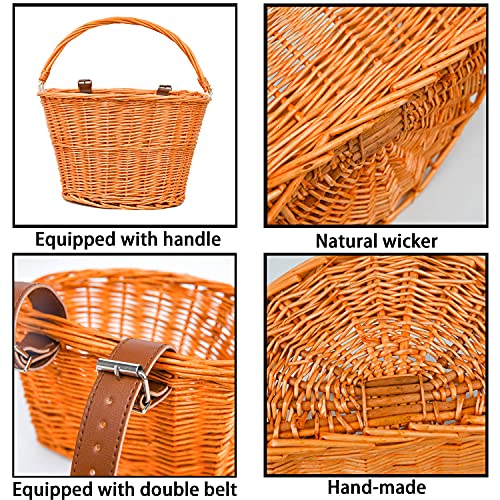 Bike Baskets for Women Front Handlebar Wicker Bike Cargo Basket D