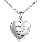 YOUFENG Love Heart Locket Necklace that Holds Pictures Polished Lockets Necklaces Birthday Gifts