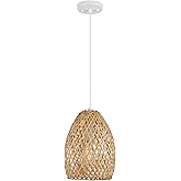 Globe Electric x Novogratz 61090 1-Light Pendant Light Fixture, Light Twine Shade, White Socket, Adjustable Cloth Cord Height