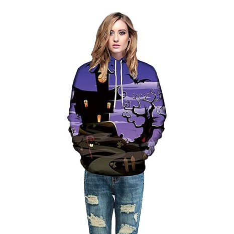 WWricotta Kapuzenpullover Damen Halloween Unisex 3D Drucken Hoodie Sweatshirt Pullovershirt Langarmshirt Sweaters