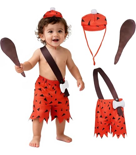 Déguisement Halloween Bébé Fille – Robe Princesse Tutu Flintstone – Bandeau Os Inclus – Costume Cavernicole – Taille 130 à 160