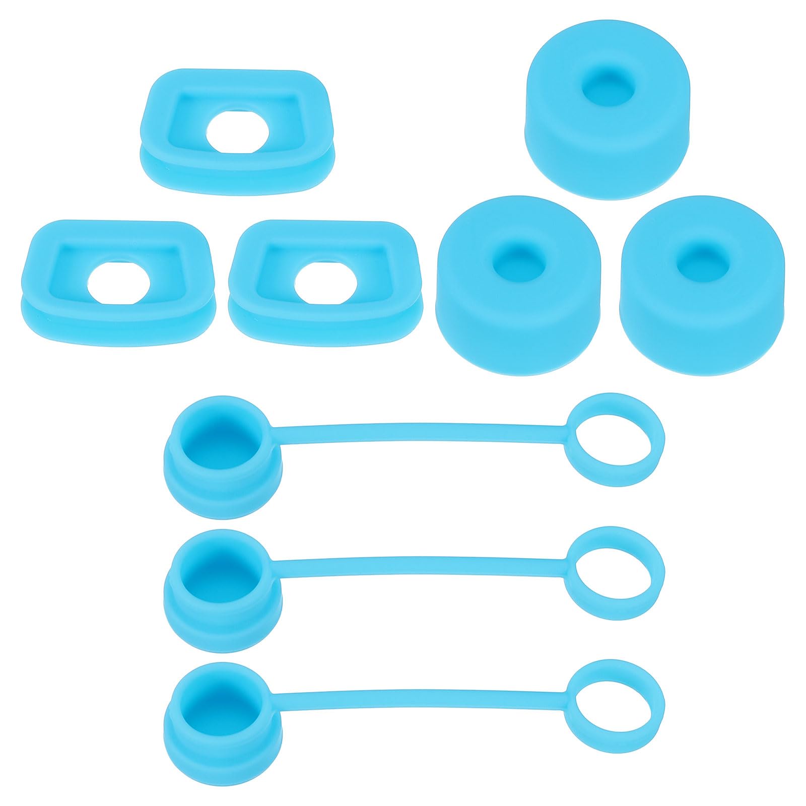 PATIKIL Silicone Spill Stopper for Straw Cup 2.0 40oz/ 30oz, Set of 9 Tumbler Accessories Including 3 Straw Cover Cap, 3 Square Spill Stopper and 3 Round Leak Stopper, Blue