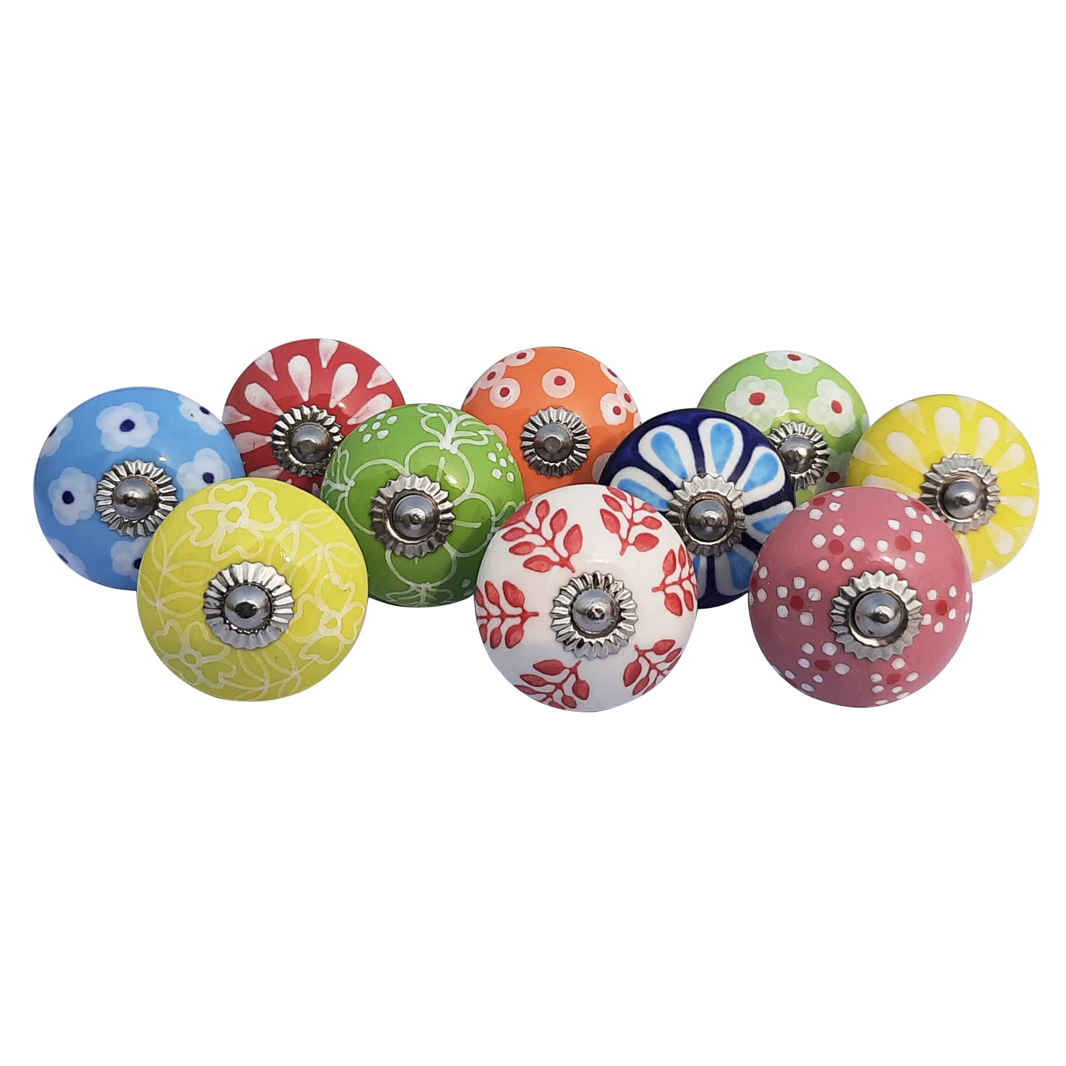 Royal Kraft Vintage Hand Painted Ceramic Pull Knobs for Kitchen Cabinet, Door & Drawer, Wardrobe, Cupboard (Set of 10) Sknob008 — image 1