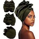 Babalet Stretch Turban Hats African Double Layered Headwraps Soft Pre-Tied Bonnet Hair Wrap Ruffles Turbans for Black Women