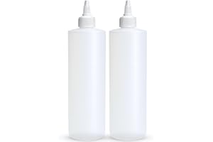 BRIGHTFROM Condiment Squeeze Bottles, 16 OZ Empty Squirt Bottle with Twist Top Cap, Leak Proof - Great for Ketchup, Mustard, Syrup, Sauces, Dressing, Oil, Arts and Crafts, BPA FREE Plastic - 2 PACK