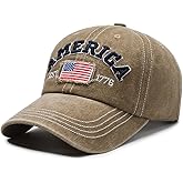 Tefelory American Flag Hat for Men Women Distressed Vintage Cotton Adjustable Embroidered Patriotic Baseball Cap
