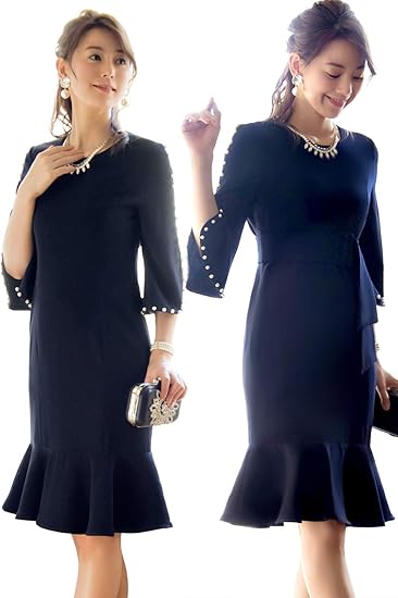 Amazon Ruirue Boutique ルイ ルエ ブティック パール スリーブ マーメイド ワンピース レディース ミセス ママ 大人 パーティードレス パーティドレス ドレス フォーマル 膝下 袖あり 大きいサイズ 結婚式 パーティ パーティー イブニングドレス 通販