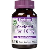 Bluebonnet Nutrition Chelated Iron 18 mg, 90 Vegetable Capsules | Non-GMO, Vegan, Kosher Certified, Gluten-Free, Soy-Free, Dairy-Free