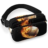 Fire Baseball Fanny Pack for Men Women, Durable Sling Chest Bag with Adjustable Strap & Large Pocket, Small Crossbody Bag for Running, Hiking, Cycling, Travel