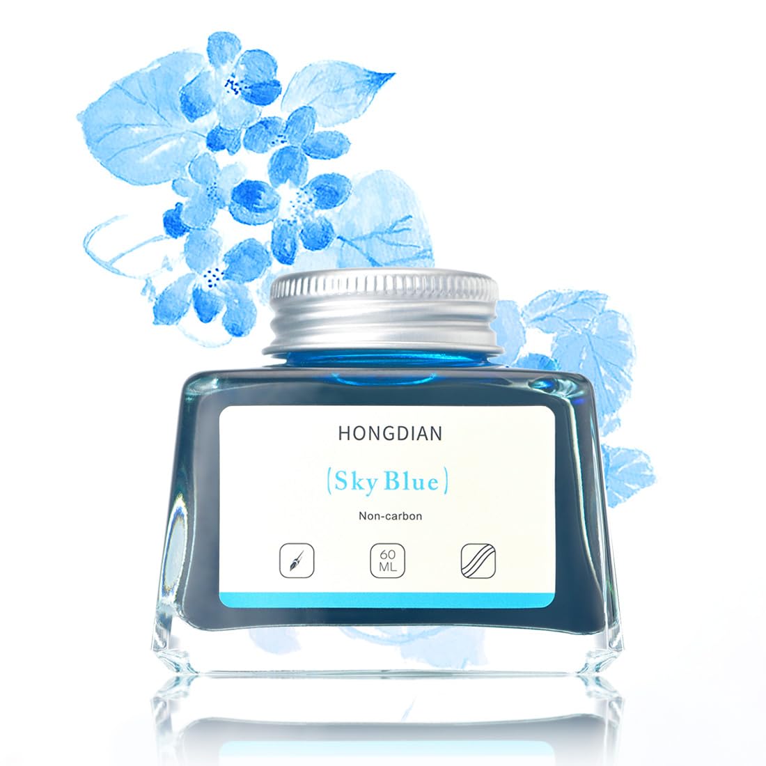 Asvine Hongdian Fountain Pen Ink, Sky Blue, 60 ml, Carbon-Free Ink Bottle, Artist Calligraphy Ink