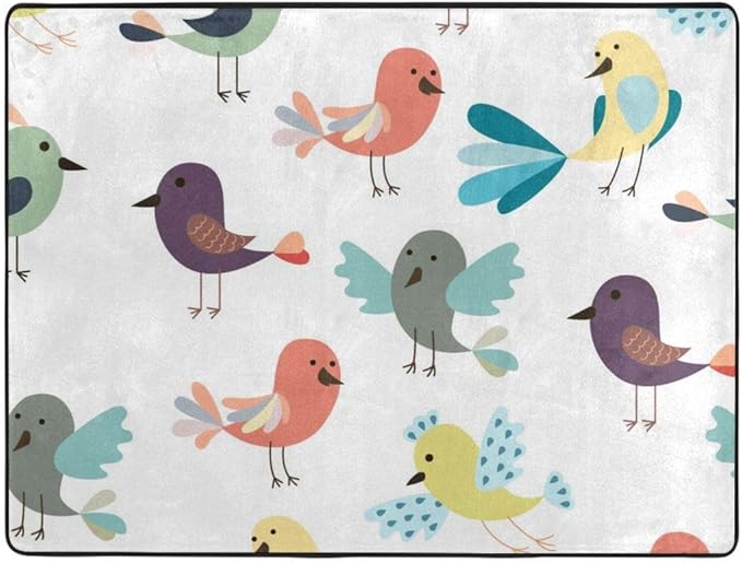 Alfombra Suave para Interiores, diseño de pájaros de Dibujos Animados