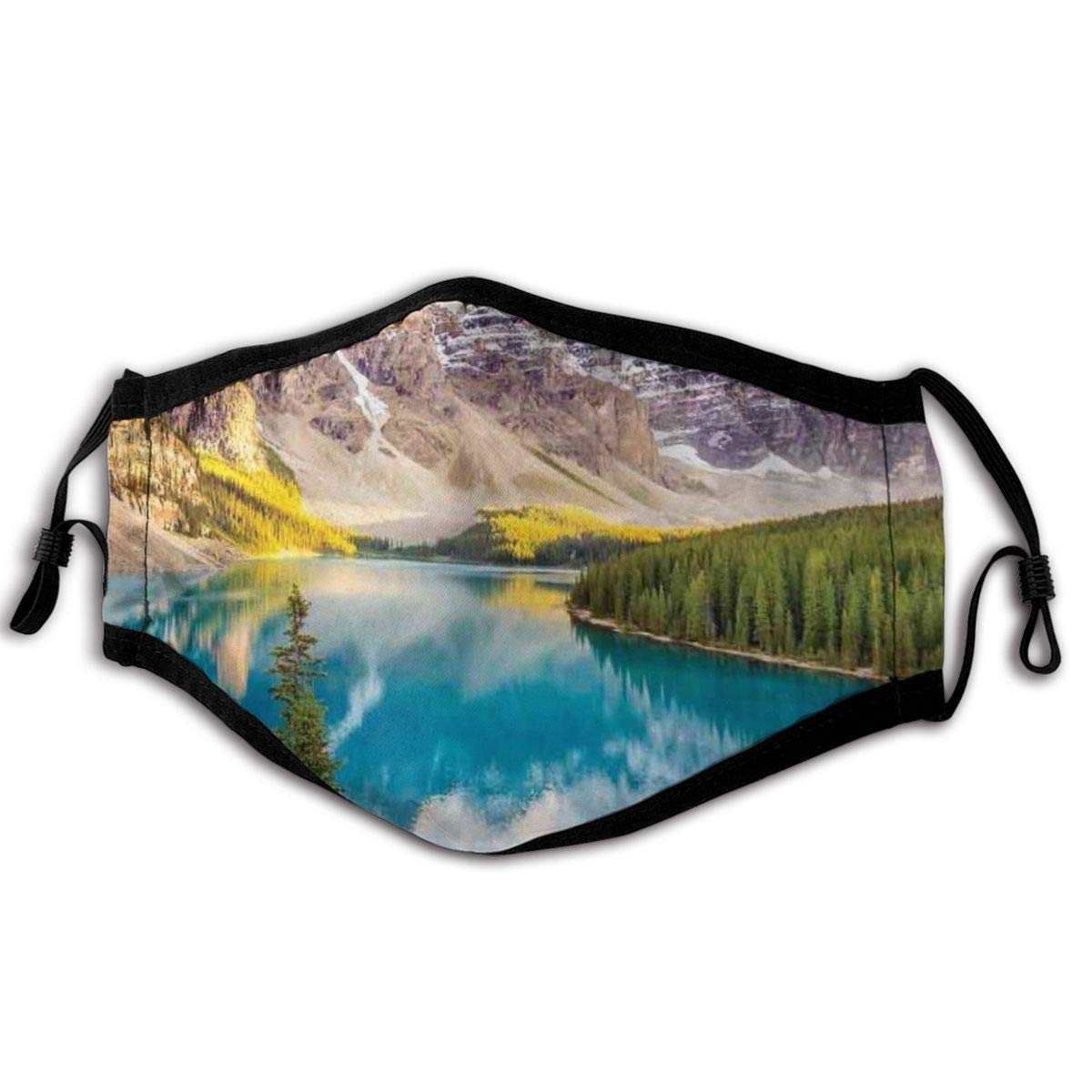 Comfortable Windproof mask,Idyllic View Of Moraine Lake At Sunset In Canadian Rocky Mountain Range Picture,Printed Facial decorations for adult