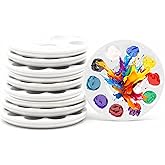 Haploon 100 Pcs Paint Tray Palettes Bulk, Plastic Round Paint Pallet with 10 Wells, 6.7 Inch White Washable Pallets Trays Holder Watercolor Painting Tray for Art Painting DIY Craft