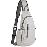TITECOUGO Large Sling Bag for Women Men Crossbody Bag Waterproof Hiking Backpack Shoulder Bag Chest Bag Travel Essentials Backpack for Outdoor Walking Biking Camping Running Light Gray