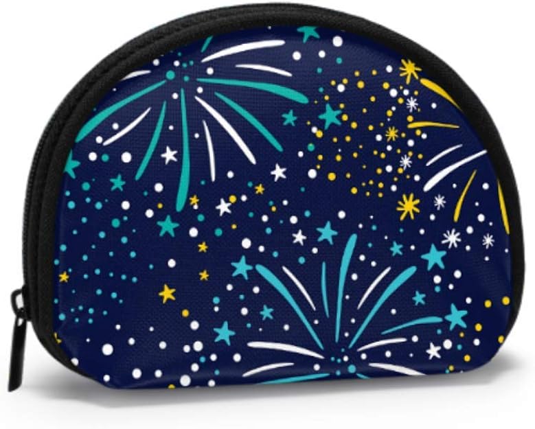 Travel Coin Pouch Fireworks Colorful Design Zippered Coin