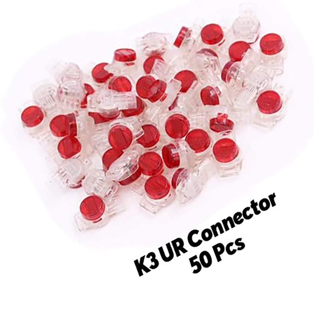 CTRICALVER lock UR connector Telephone line connection Bundling connector 3 port / 3 core set 50 pieces(Red) - Image 4