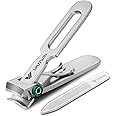VANWIN Nail Clippers for Thick Nails, 16mm Wide Jaw Opening Oversized Toenail Clippers Cutter with Sharp Curved Blade and Nail File, Heavy Duty Stainless Steel Fingernail Clippers for Seniors Elderly